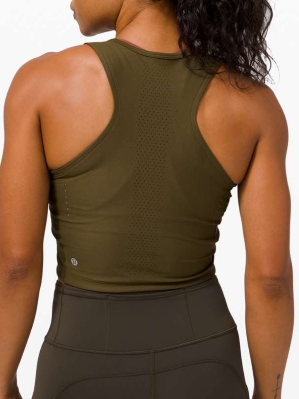 Lululemon Zoned In Tank Top Sz 4 Moss Green Cropped Tank
